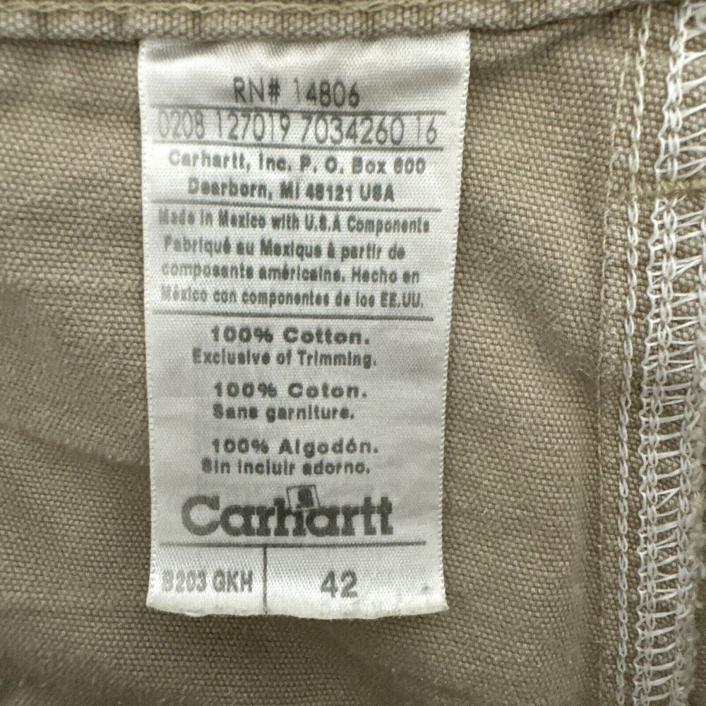 Carhartt Shorts Mens 40* Tan Grunge‎ American Work Relaxed Rugged Khaki Utility - Picture 7 of 9